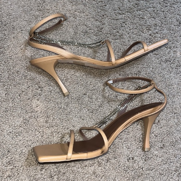 Alohas Straps Chain Square Toe Leather Strappy Sandals Camel 42 / 11-11.5 - Picture 5 of 11